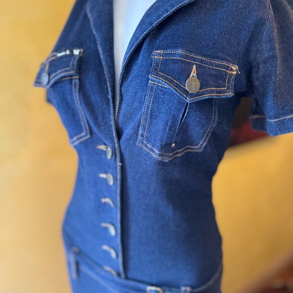 Frankie B. Vintage 90s Denim Jumpsuit | Medium - Picture 6 of 15